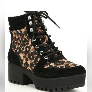 Steve Madden LEOPARD Hiking Boot Booties Greater Platform Sz. 8